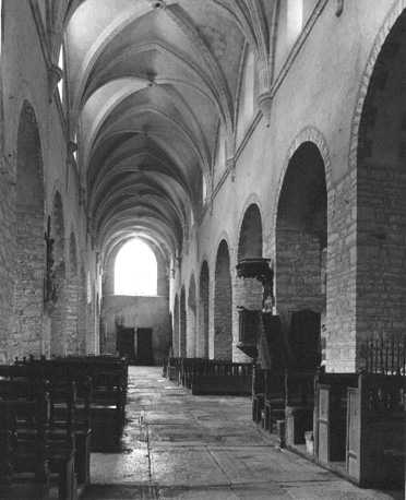 Central nave of abbey church looking west