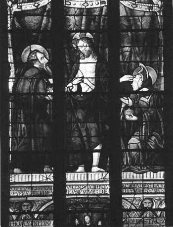 Chapelle du Saint-Esprit, window, detail: Incredulity of Saint Thomas