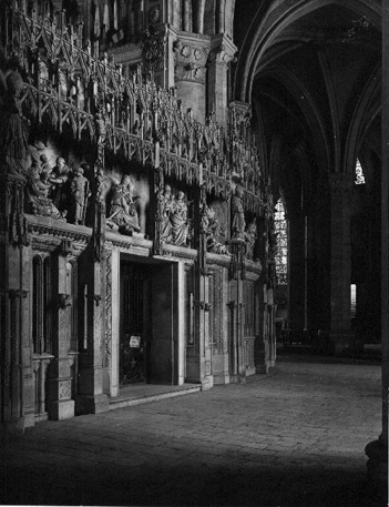 Koorafsluiting, zuidelijke zijde, beeldgroepen, scènes: verscheidene scenes rond de geboorte van Christus (vanuit het westen)