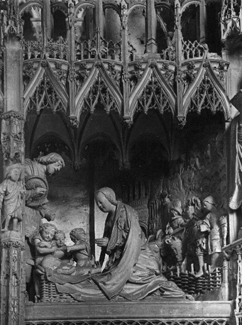 Koorafsluiting, zuidelijke zijde, beeldgroepen, scènes: geboorte van Christus