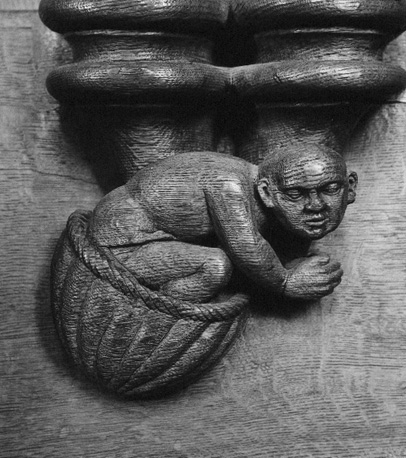 Koorbanken; misericorde met grotesk figuur