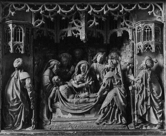 Passie-retabel, detail: graflegging van Christus