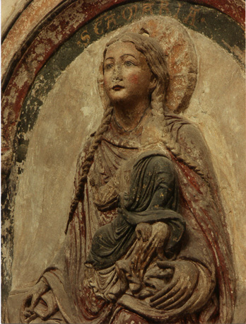 Koorafsluiting; detail: Maria met Christuskind