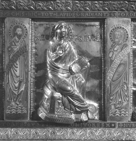 Reliekschrijn van Sint Heribert van Keulen, detail: Johannes de Evangelist en de profeten Habakuk en Ezechiël