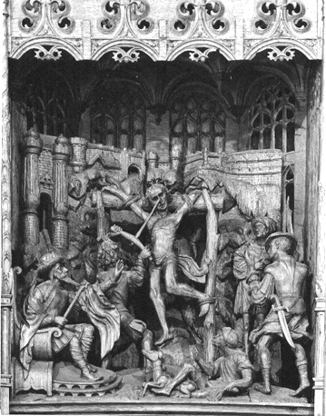 Retabel van Sint Quirinus van Neuss, detail: martelscène: uitsteken van ogen van martelaar
