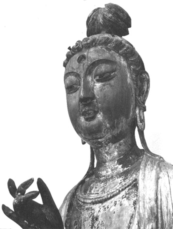 Kwanjin-figuur, detail: kop
