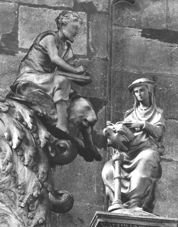 Sint-Martinus retabel, detail: evangelist Marcus en Sint-Hieronymus