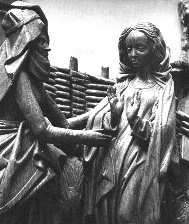 Maria-altaar, detail: Visitatie, Maria en Elizabeth