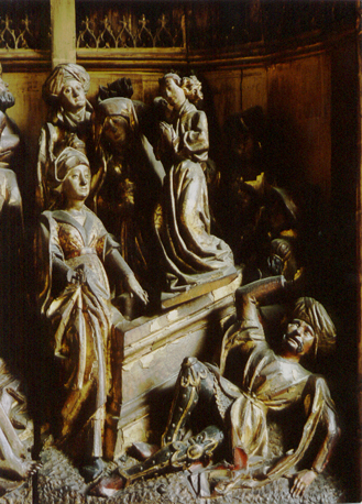 Retable van Claudio Villa en Gentine Solaro; detail: Heilige vrouwen bij het lege graf