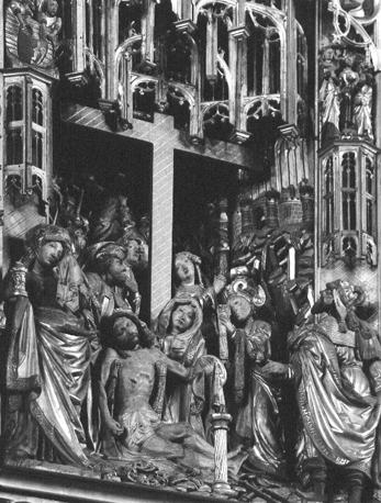 Passieretabel, detail: Bewening van het lichaam van de gestorven Christus