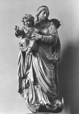 Staande Maria met Christuskind op haar arm