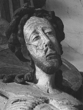 Kruisbeeld, detail: hoofd van Christus