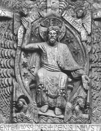 Westportaal, timpaan; Laatste oordeel, detail: Christus als rechter in mandorla