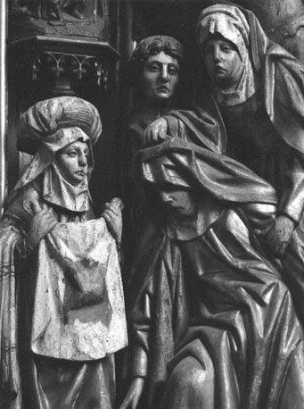 Passieretabel, detail: Veronica toont Vera Icon, bezwijming van Maria