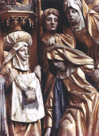 Passieretabel, detail: Veronica toont Vera Icon, bezwijming van Maria