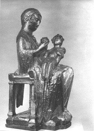 Tronende Maria met Christuskind, genoemd Goldene Madonna van Essen (in profiel)