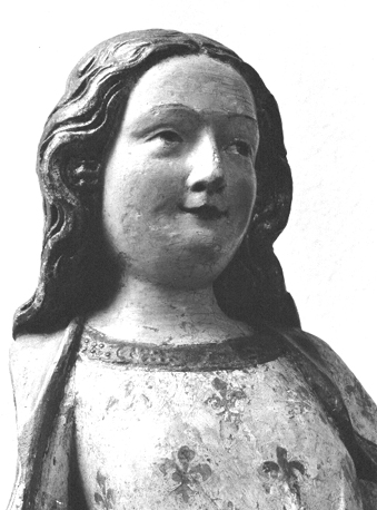 Tronende Maria, detail: hoofd