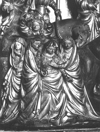 Passieretabel, detail van middenpaneel: bewening bij de kruisiging
