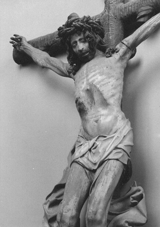 Christus aan het kruis, detail van bovengedeelte (in profiel)