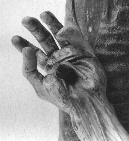 Christus aan het kruis, detail: linker hand