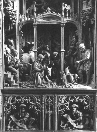 Hoofdaltaar, Mariaretabel, detail: geboorte van Christus