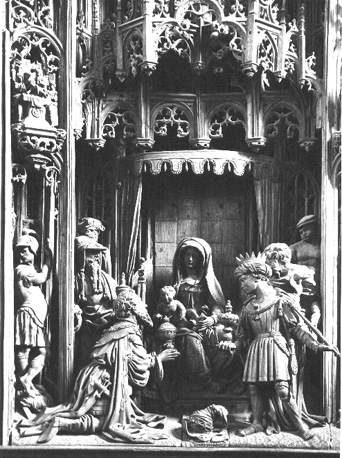 Hoofdaltaar, Mariaretabel, detail: aanbidding van de Wijzen