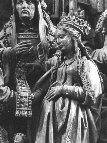 Hoofdaltaar, Mariaretabel, detail: huwelijk van Maria