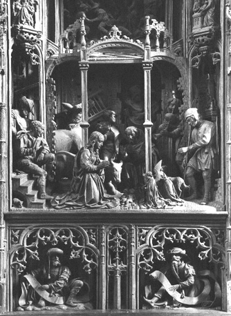 Hoofdaltaar, Mariaretabel, detail: geboorte van Christus