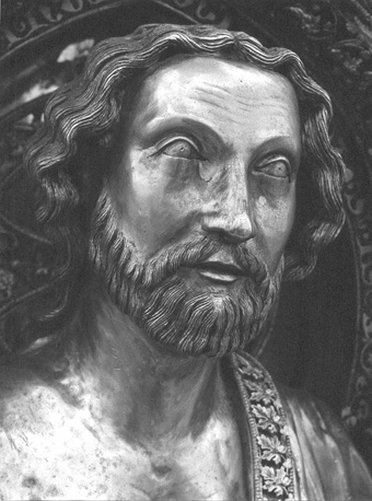 Schrijn van heilige Eleutherius, detail korte kant: hoofd van Christus
