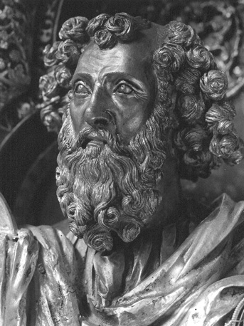 Schrijn van heilige Eleutherius, detail: hoofd van heilige Bartholomeus