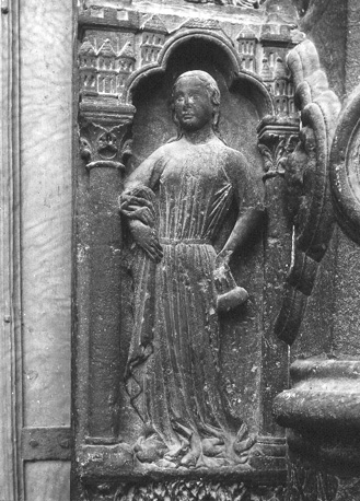 Westfacade, middenportaal; rechter portaalwang; "Dwaze maagd"