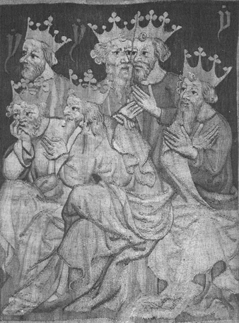 Tapijt van de apocalyps, detail: zes van de vierentwintig oudsten ("Tapis d' Angers")