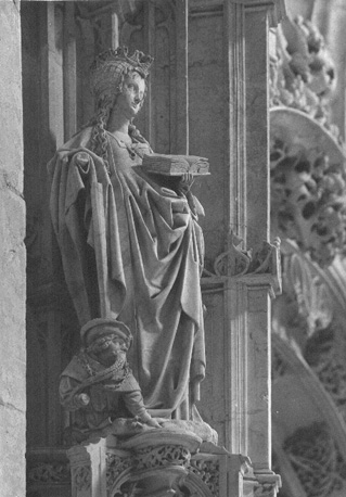 Detail van de tombe van Margaretha van Oostenrijk: Sint Catherina