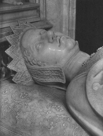 Detail van de tombe van Margaretha van Oostenrijk (bovenste deel)