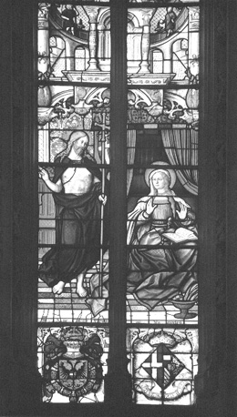 Gebrandschilderd raam: Christus bezoekt Maria na zijn verrijzenis