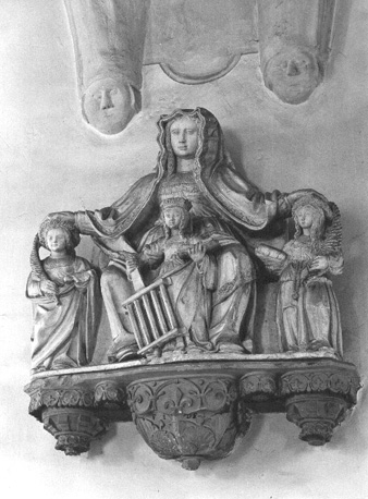 Sint Sophia die haar drie dochters beschermt (Fides, Spes, Caritas)