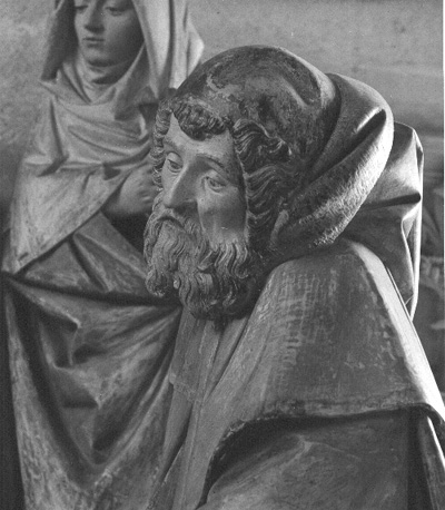 Detail graflegging van Christus; Nikodemus