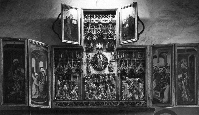 Retabel, detail: dood van Maria