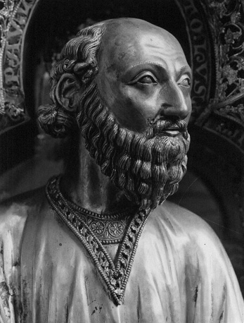 Schrijn van Sint Eleutherius; detail: hoofd van een apostel (Paulus?)