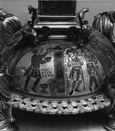 Kruisvoet van Sint Bertinus; detail: Israëliet merkt huis met Tau-teken