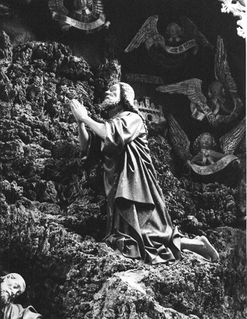 Retabel, detail: Christus biddend in de Hof van Gethsemane