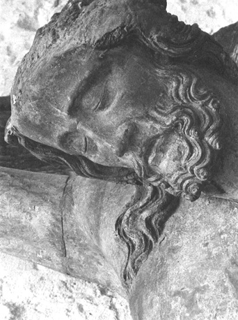Gekruisigde Christus, detail: hoofd van Christus