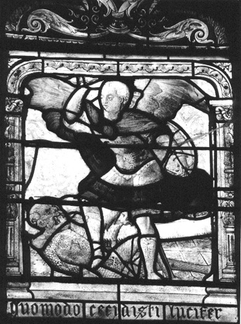Gebrandschilderd raam: de Apocalyps, detail: boven-rechts