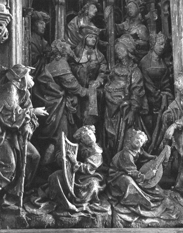 Mariaretabel (II), rechterdeel: huwelijk van Maria en Jozef (detail)