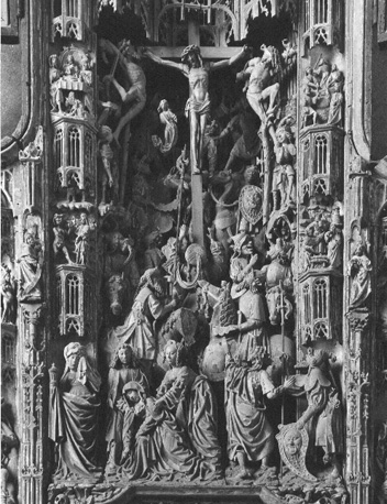 Passie-retabel, detail: kruisiging van Christus