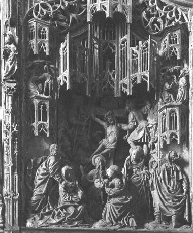 Passie-retabel, detail: Christus wordt van het kruis afgenomen