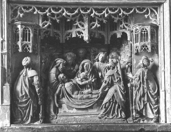 Passie-retabel, detail: graflegging van Christus