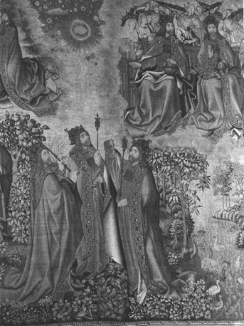 Schatkamer: Wandtapijt:  "La création du monde par la Trinité en 7 jours" (detail)