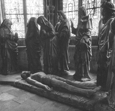 Graflegging van Christus, met 9 figuren (niet allemaal zichtbaar)