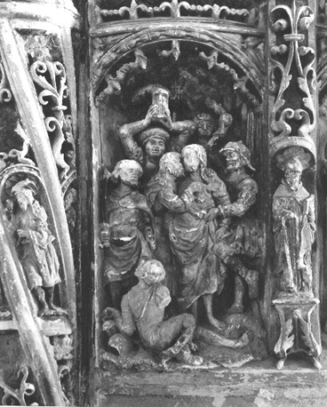 Retabel met scènes uit de Passie van Christus, detail: kus van Judas